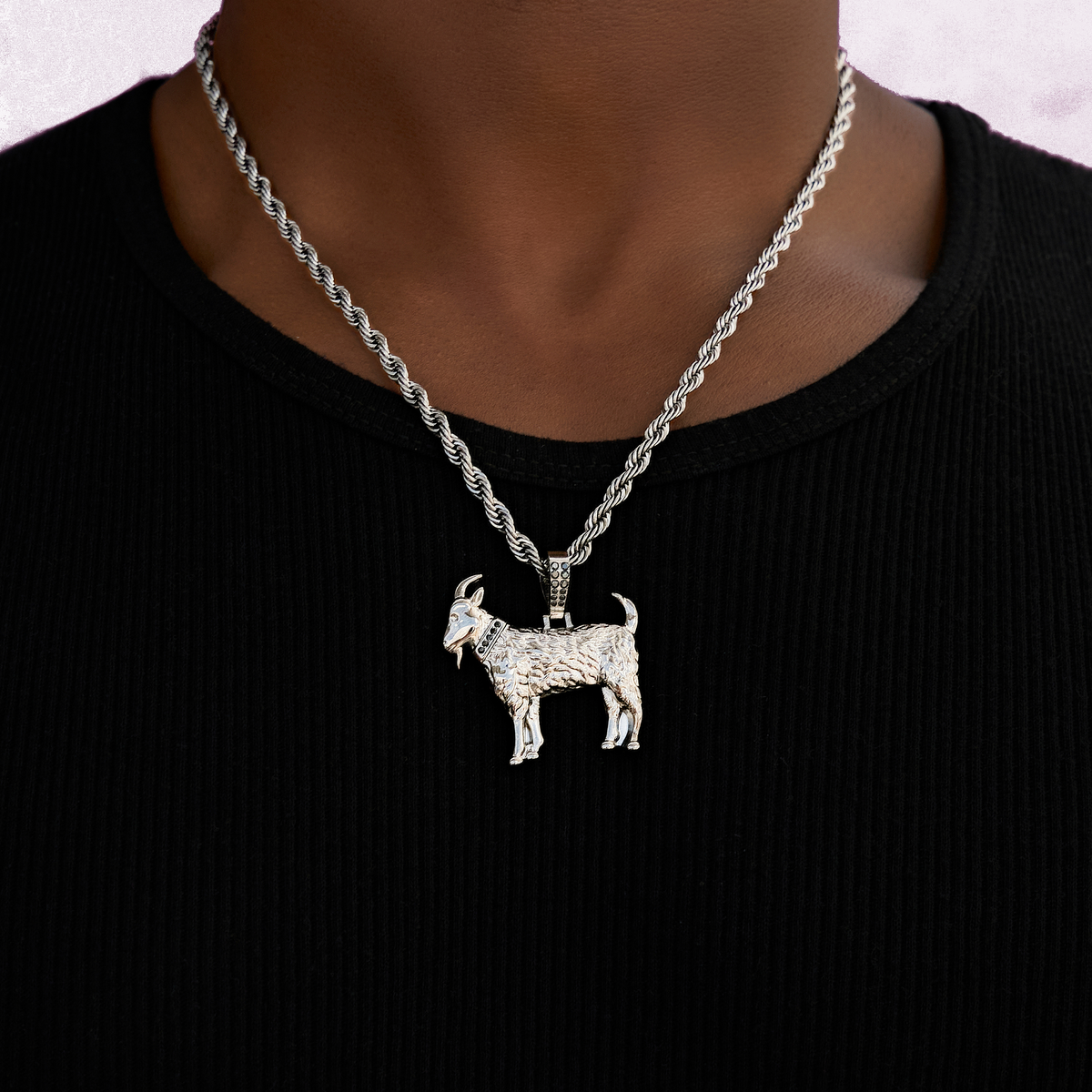 GLD Men Simple Goat Pendant in Black