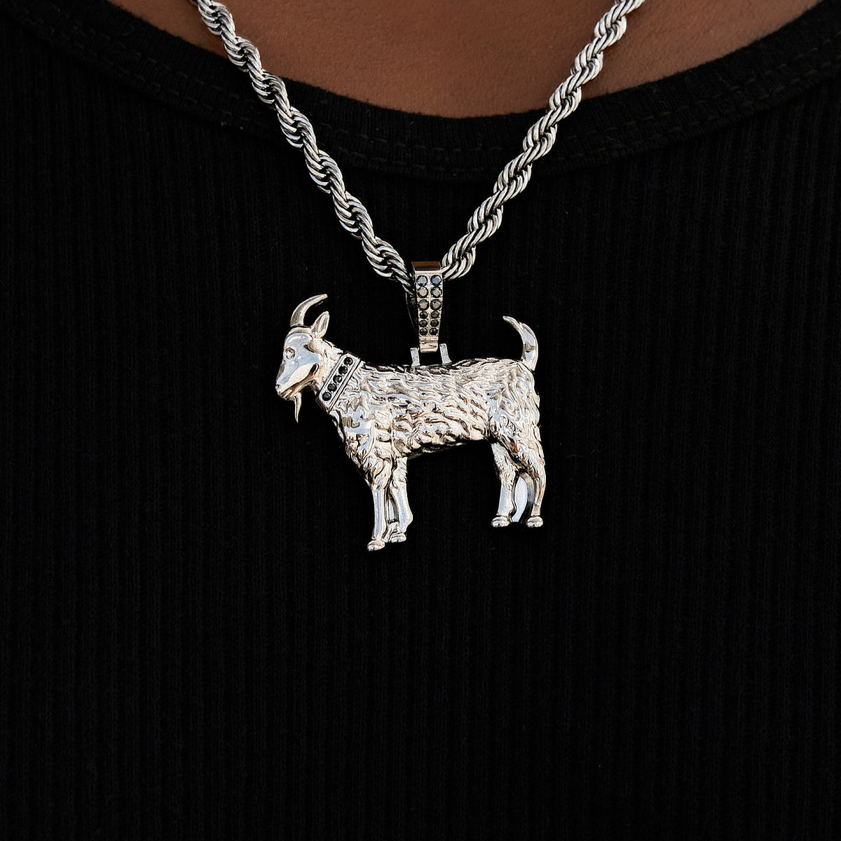 GLD Men Simple Goat Pendant in Black
