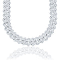 GLD Men Moissanite Diamond Prong Cuban Chain in Sterling Silver - 19mm