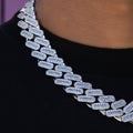 GLD Men Diamond Baguette Tight Link Cuban Chain Necklace in White Gold - 19mm