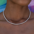 GLD Women Diamond Tennis Necklace in White Gold- 2mm