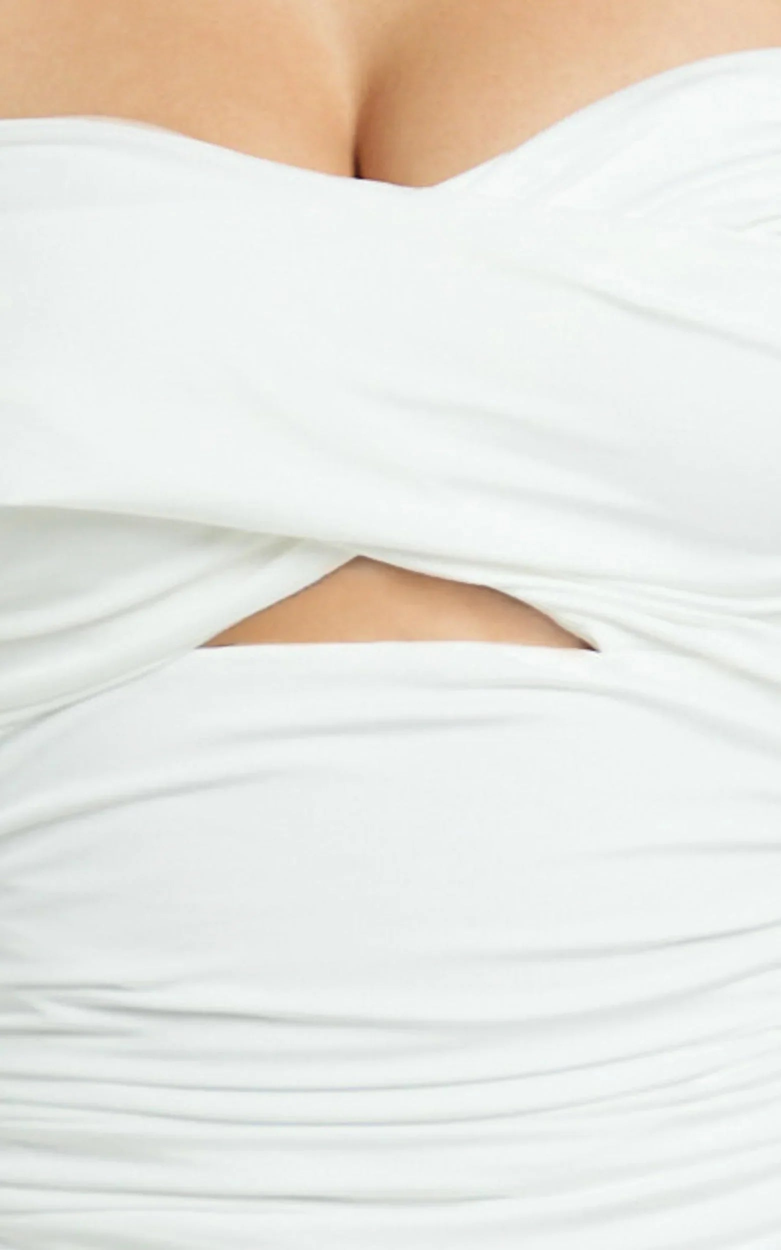 Dana Top - Off Shoulder Long Sleeve Ruched Fitted Top in White