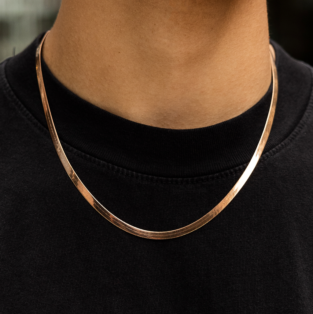 GLD PROMO Herringbone Chain in Rose Gold- 4mm