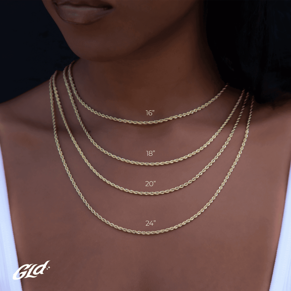 GLD Women 10k Solid Gold Micro Herringbone Chain (2.5mm)