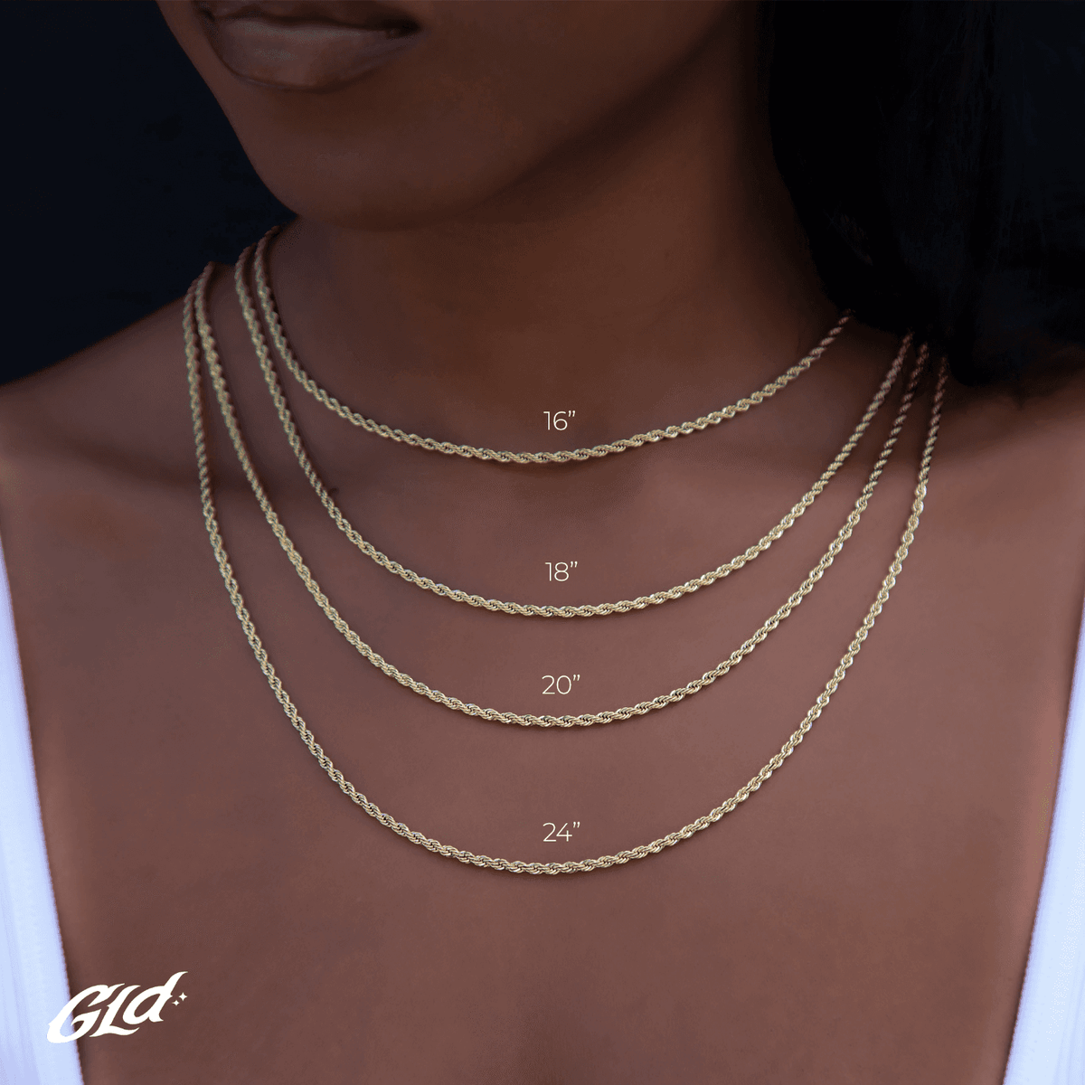 GLD Women 10k Solid Gold Micro Herringbone Chain (2.5mm)