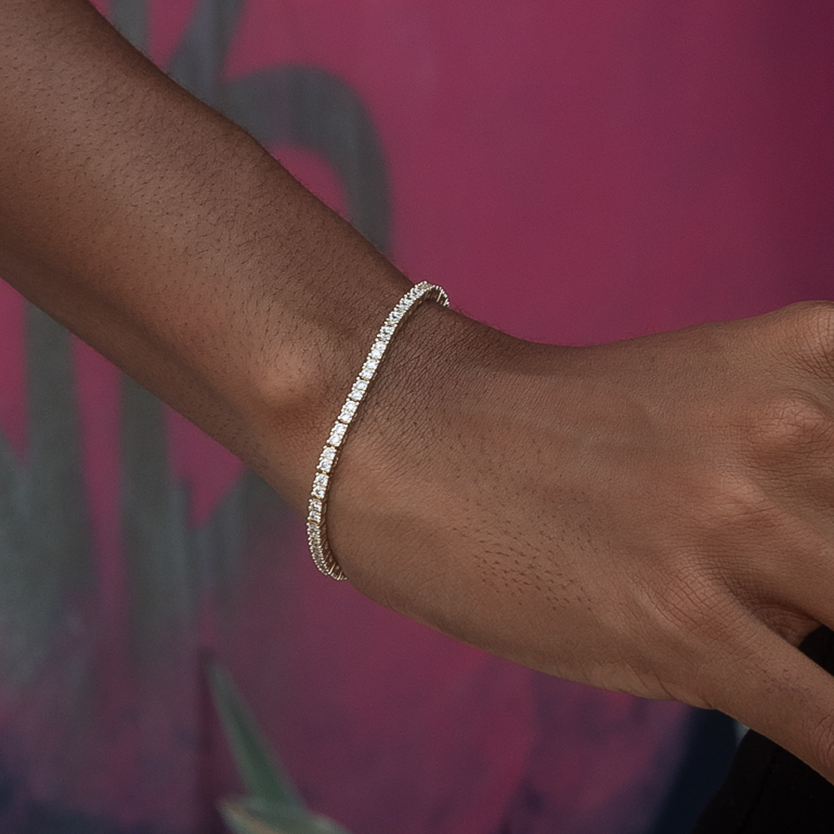 GLD PROMO Diamond Tennis Bracelet in Yellow Gold- 2mm
