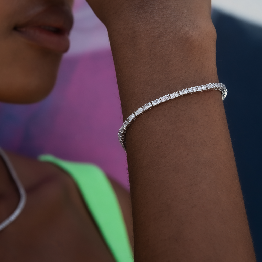 GLD PROMO Diamond Tennis Bracelet in White Gold- 2mm