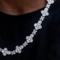GLD Men Rounded Cross Pave Star Chain in White Gold - 16mm