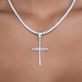 GLD PROMO - WOMEN Iced Nail Cross in White Gold