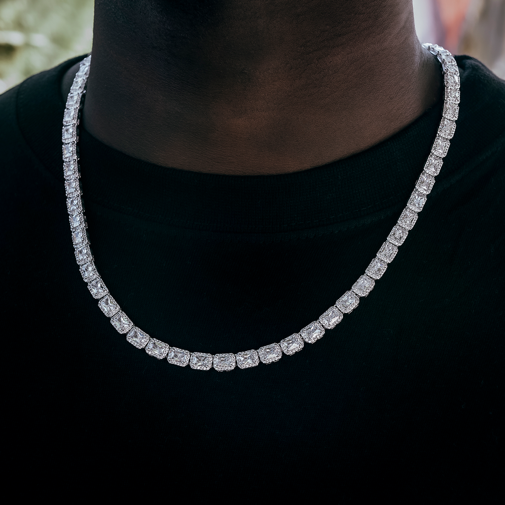 GLD Men Diamond Cushion Cut Tennis Chain