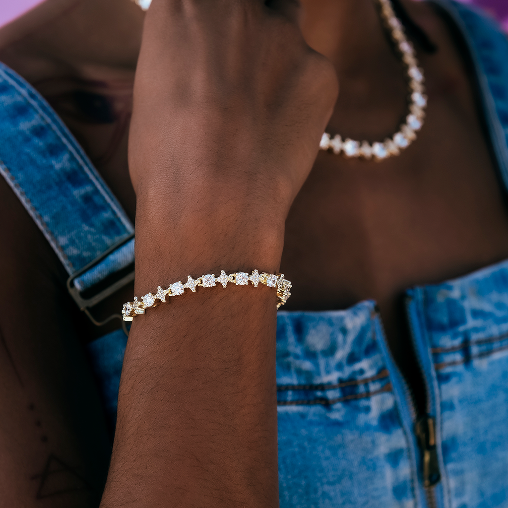 GLD PROMO Round Stone Star Tennis Bracelet