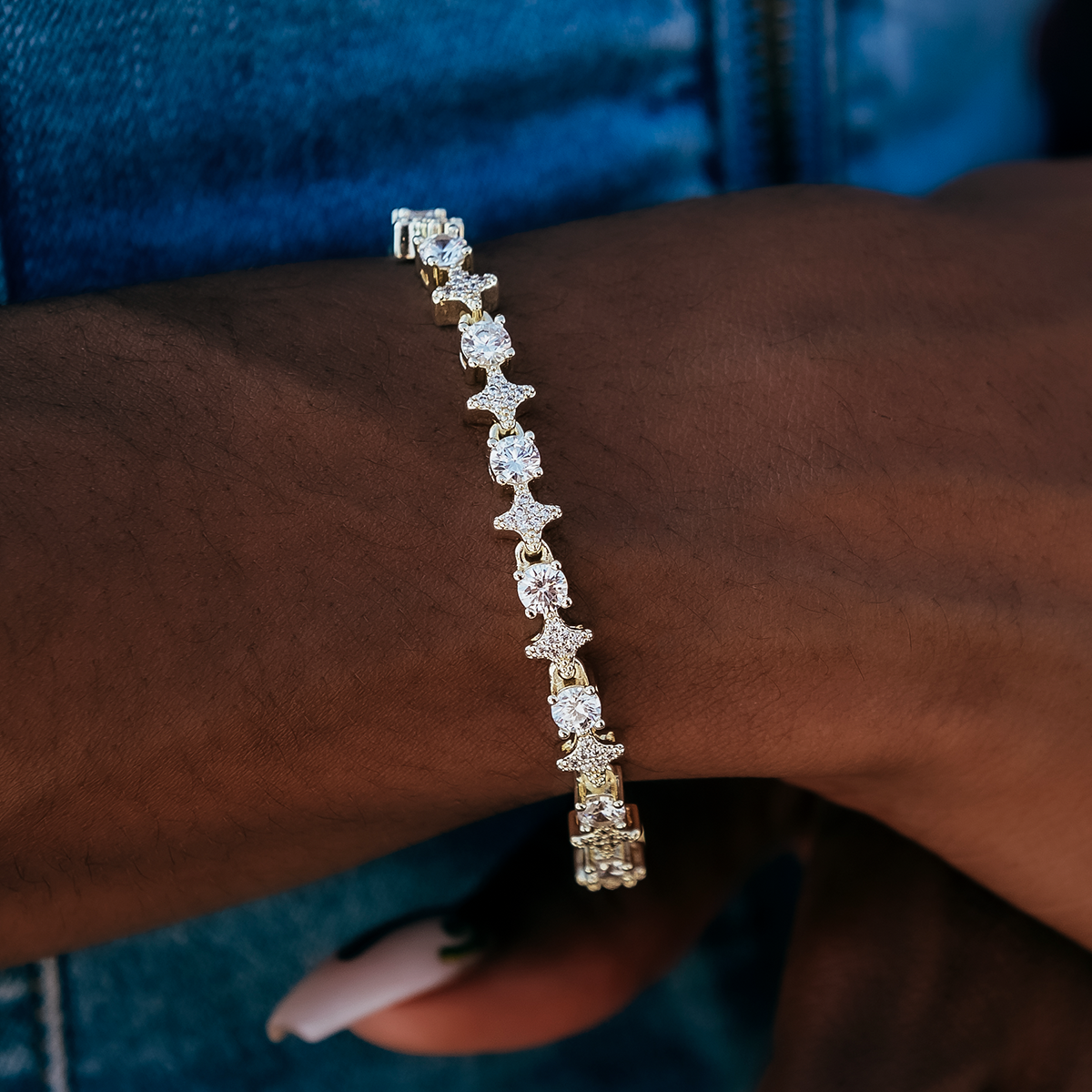 GLD PROMO - WOMEN Round Stone Star Tennis Bracelet