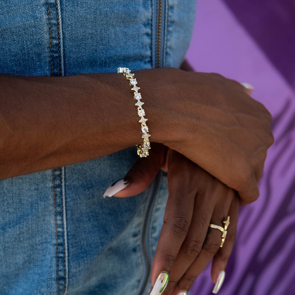 GLD PROMO Round Stone Star Tennis Bracelet