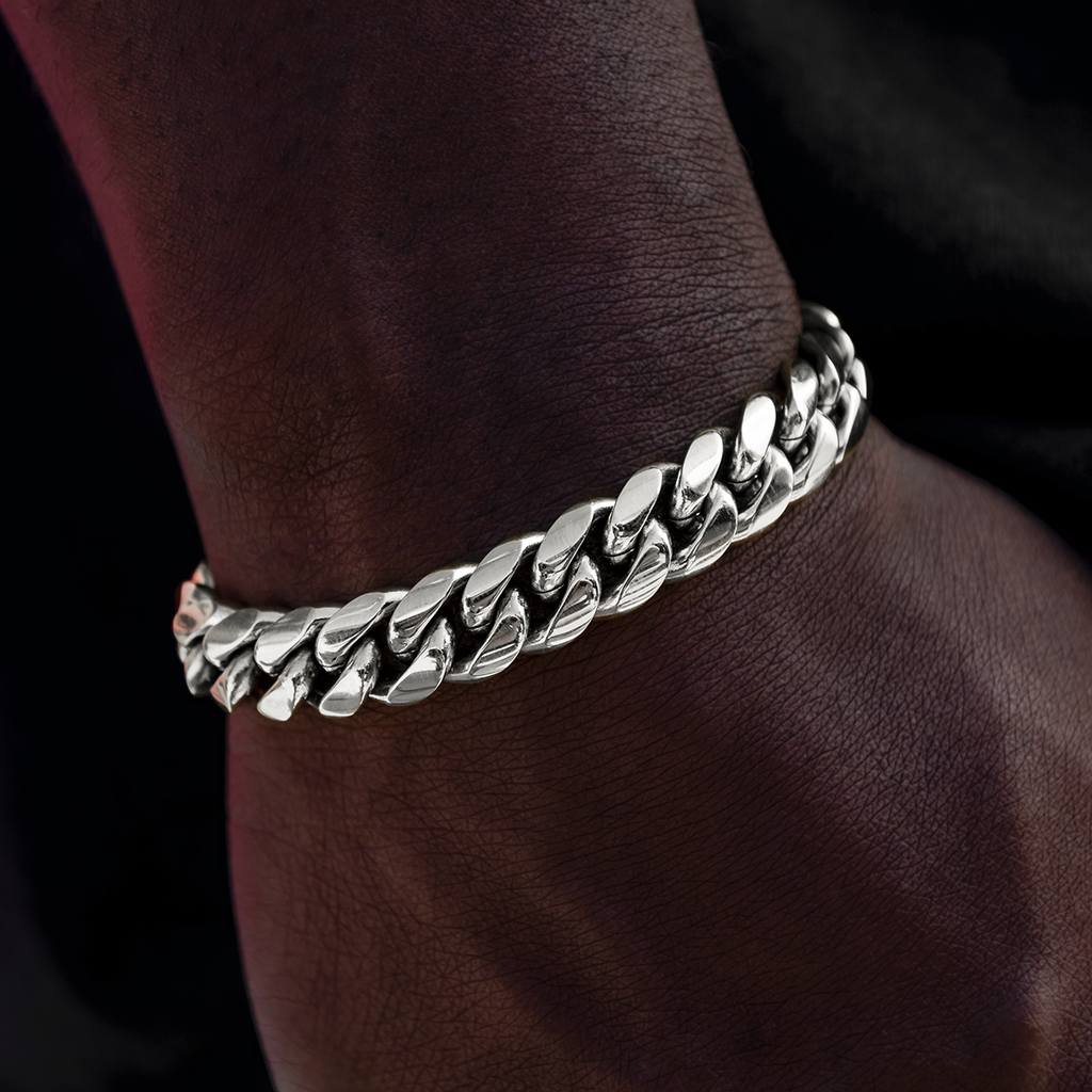 GLD PROMO Signature Cuban Link Bracelet in White Gold - 12mm