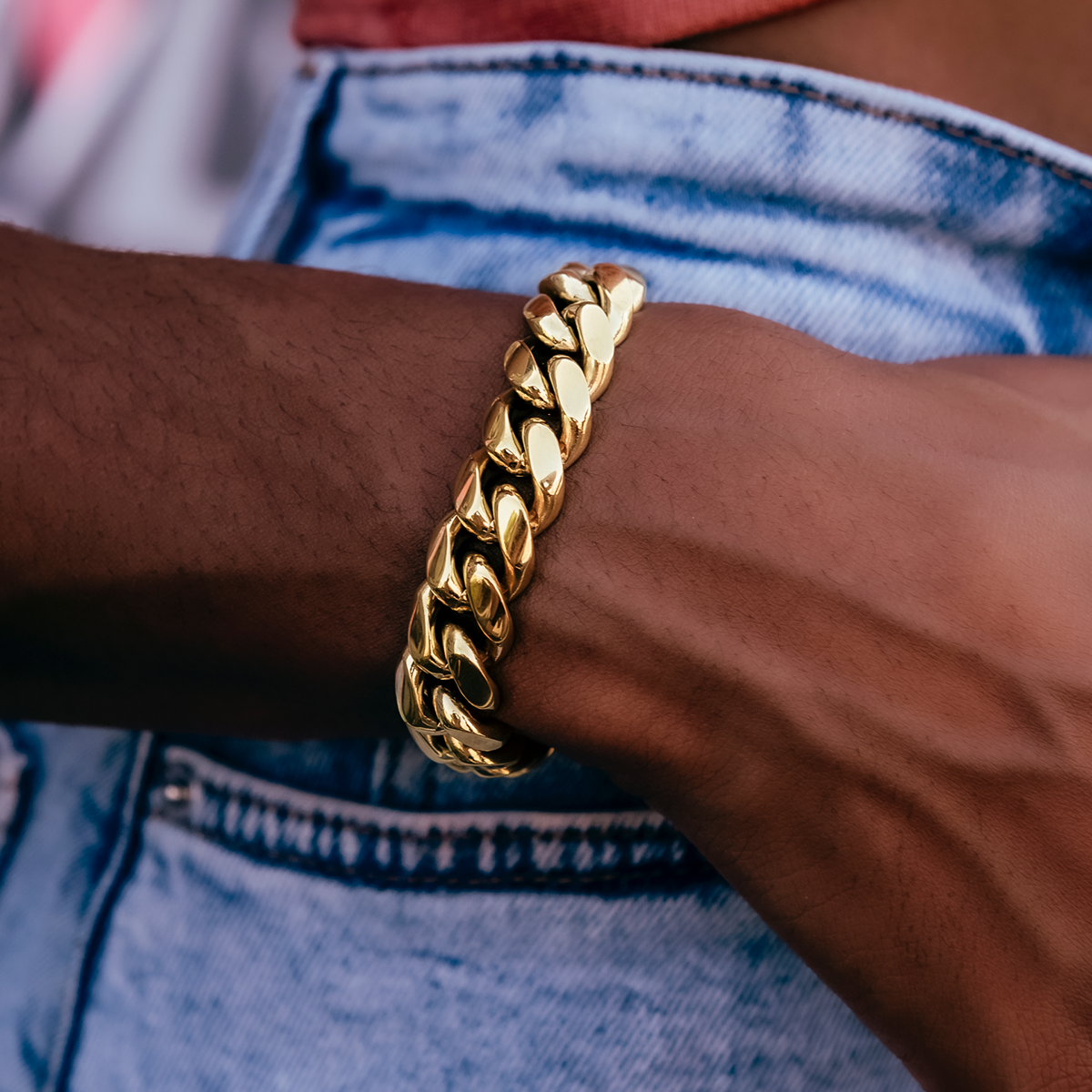 GLD Women GLD Signature Cuban Link Bracelet in Yellow Gold - 12mm