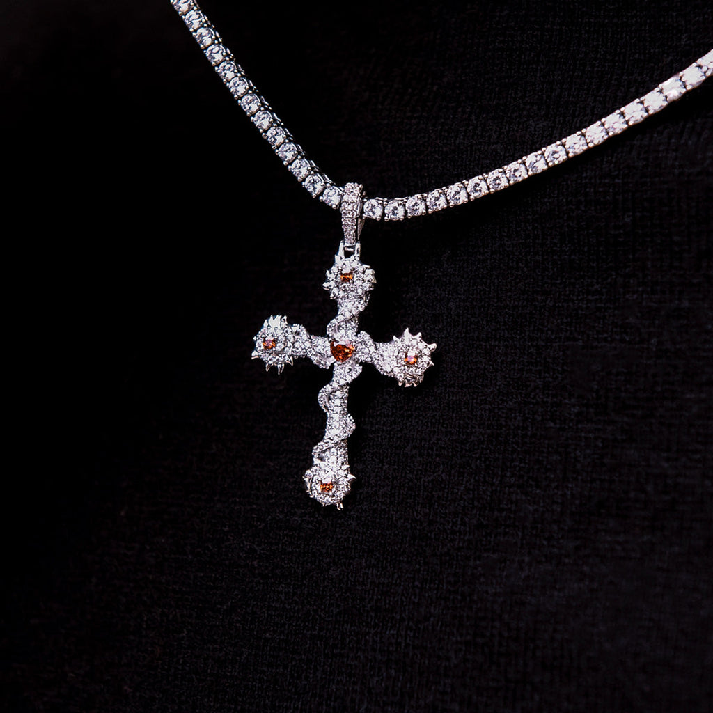 GLD Men Ruby Iced Spiked Cross