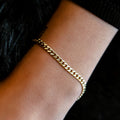GLD PROMO - WOMEN Micro Cuban Bracelet in Yellow Gold- 3mm