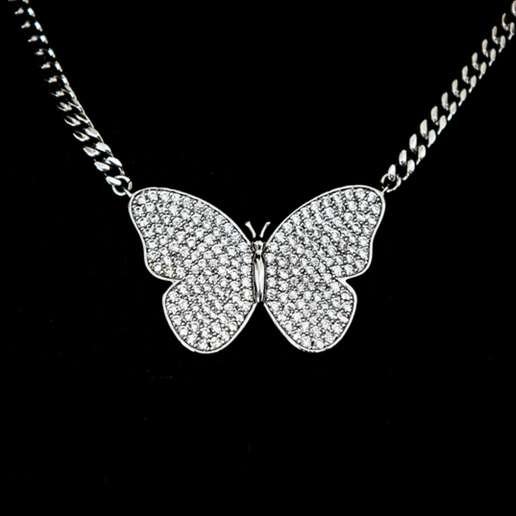 GLD PROMO - WOMEN Butterfly Necklace in White Gold