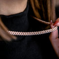 GLD PROMO - WOMEN Micro Diamond Prong Cuban Necklace in Rose Gold - 6mm