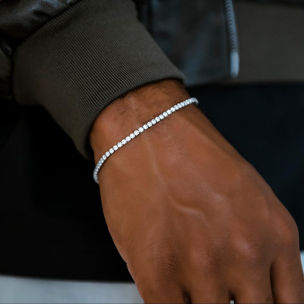 GLD PROMO Micro Tennis Bracelet in White Gold