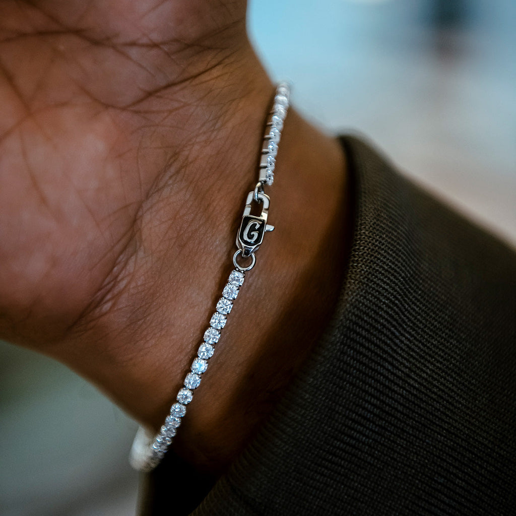 GLD PROMO Micro Tennis Bracelet in White Gold