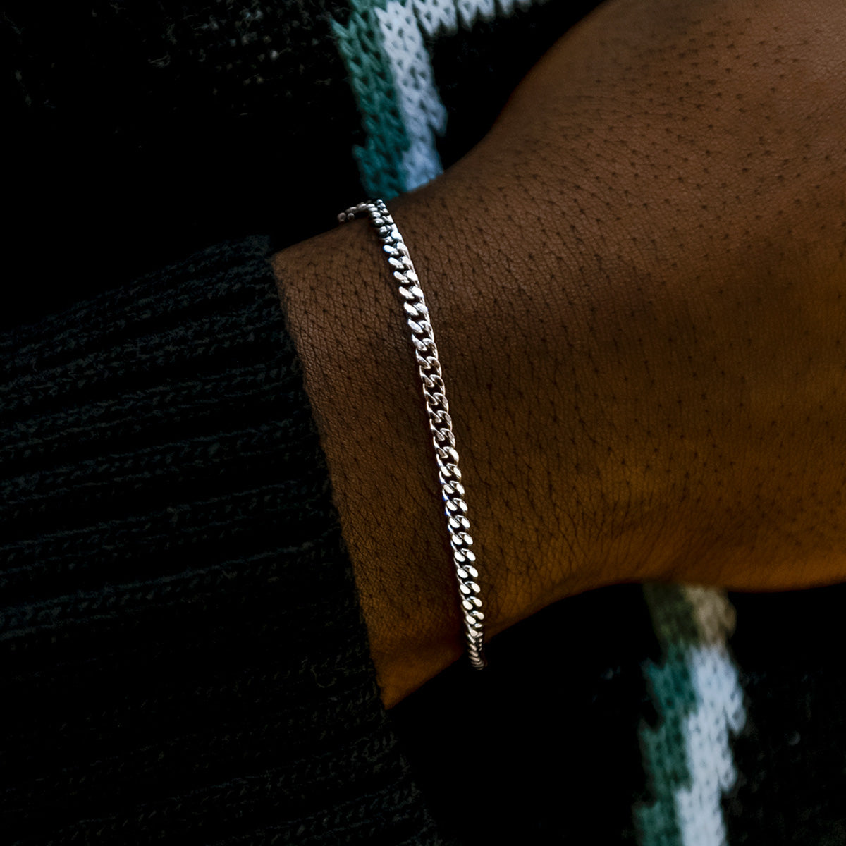GLD PROMO Micro Cuban Bracelet in White Gold- 3mm