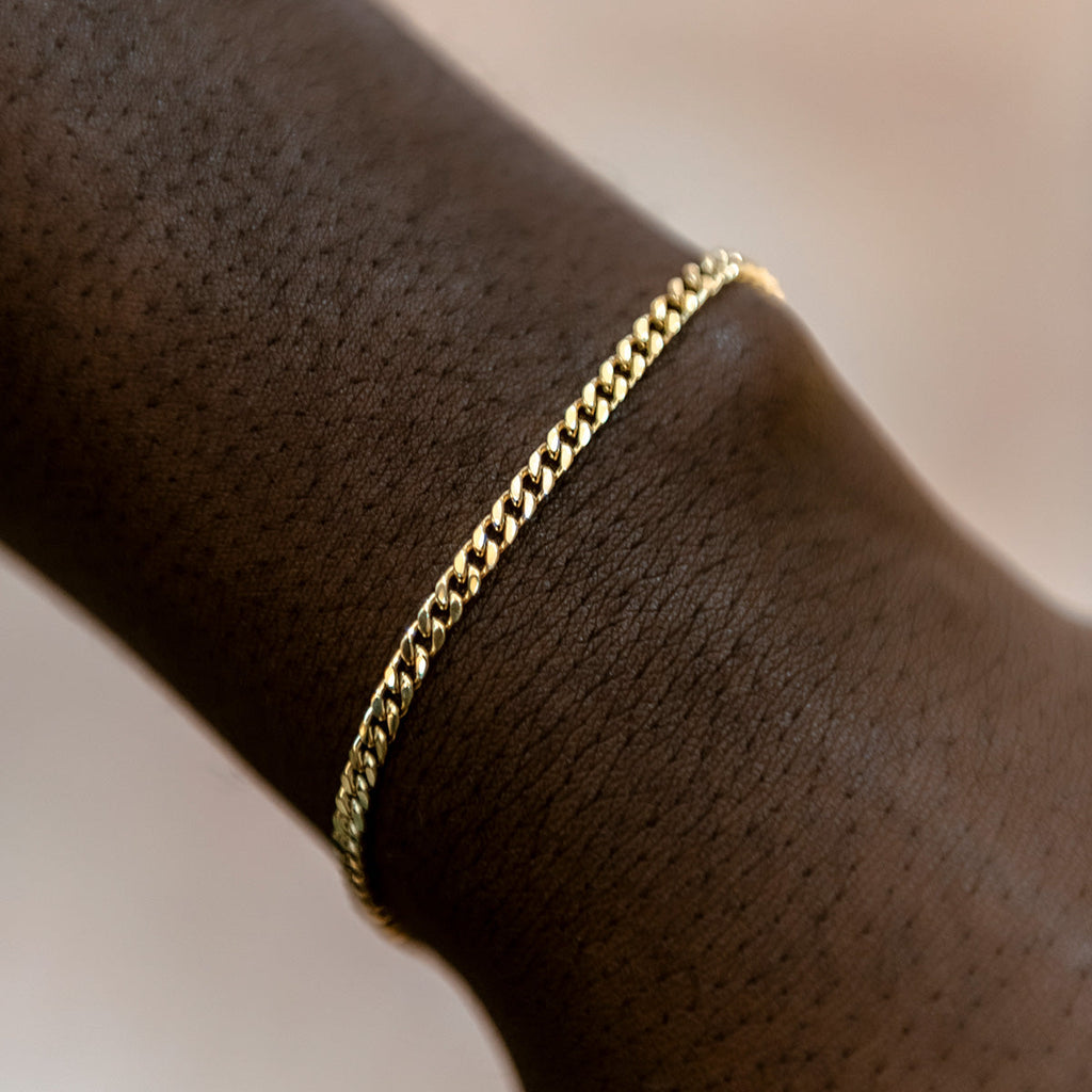 GLD PROMO Micro Cuban Bracelet in Yellow Gold- 3mm