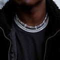 GLD Men Baguette Evil Eye + Iced Herringbone + Baguette Tennis Chain Bundle
