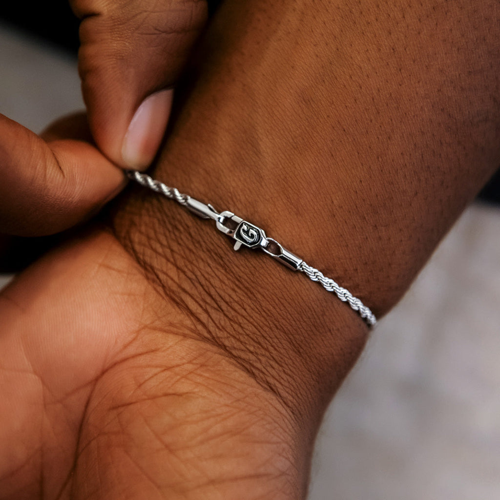 GLD PROMO Rope Bracelet in White Gold- 2mm