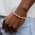 GLD Men Iced Ball Box Link Bracelet in Yellow Gold