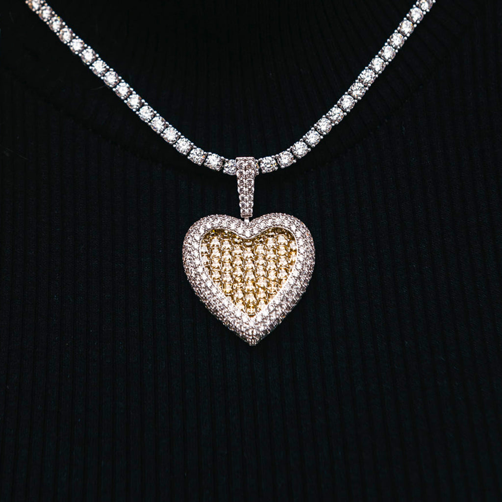 GLD Women Canary Diamond Baguette Heart Pendant