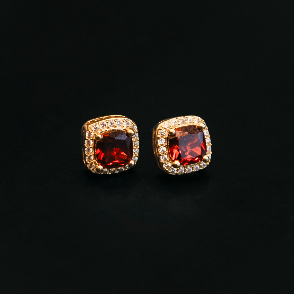 GLD Women Ruby Cushion Cut Earrings