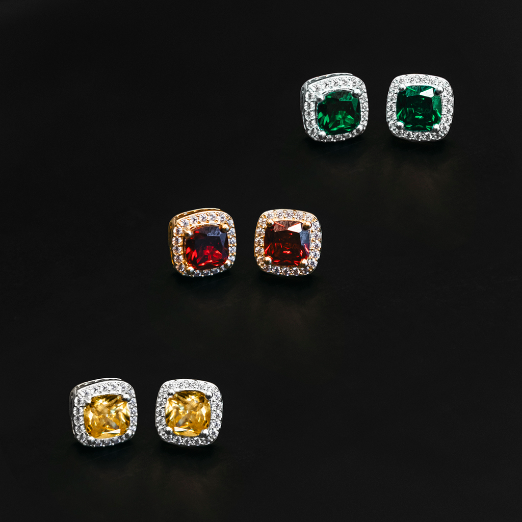 GLD Women Ruby Cushion Cut Earrings