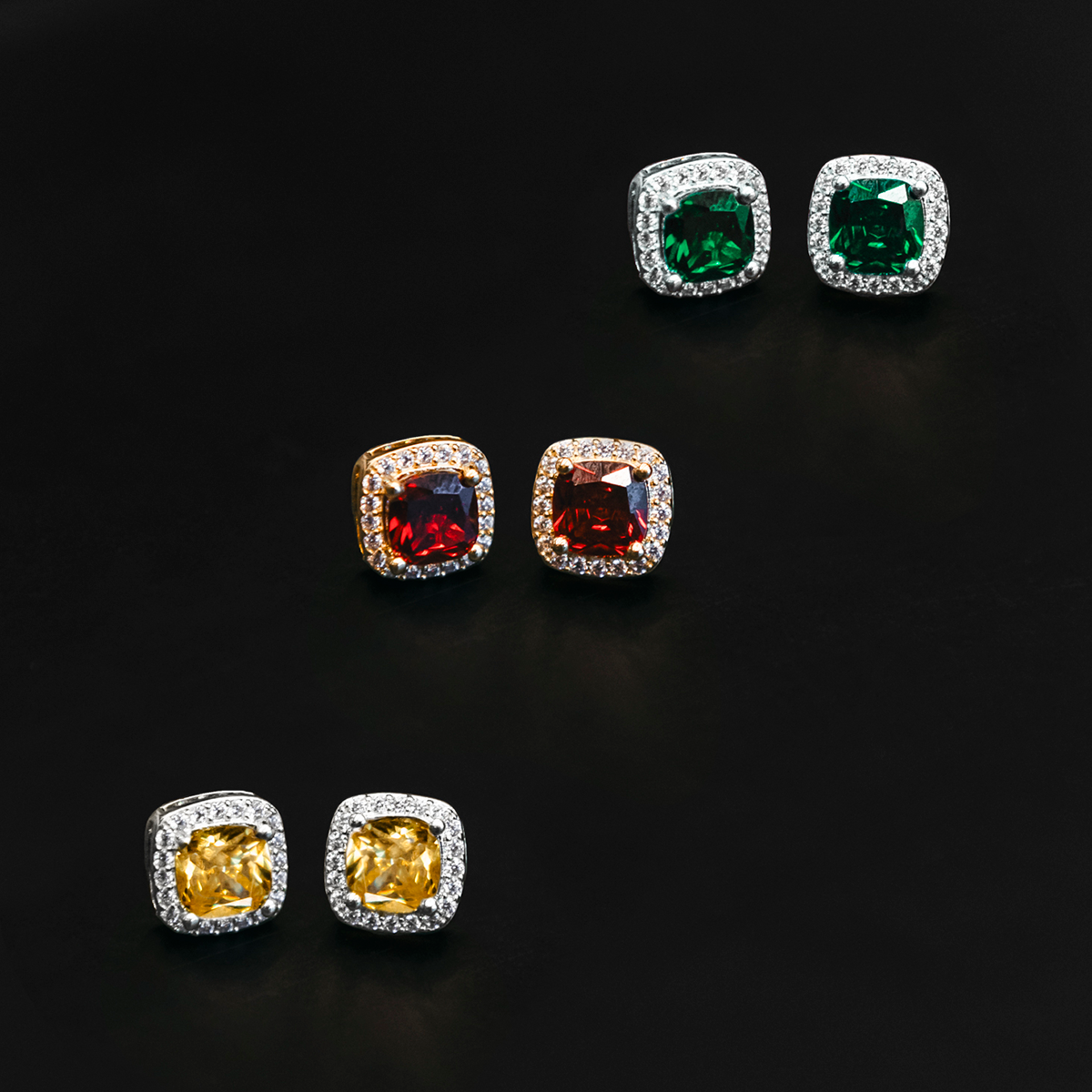 GLD Women Ruby Cushion Cut Earrings