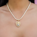 GLD PROMO - WOMEN Iced Baseball Pendant in Yellow Gold