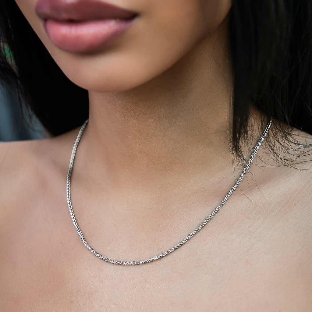 GLD Women Palm Chain in White Gold- 2mm