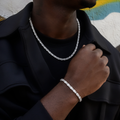 GLD Men Diamond Mixed Oval Cut Tennis Chain + Bracelet Bundle - 5mm