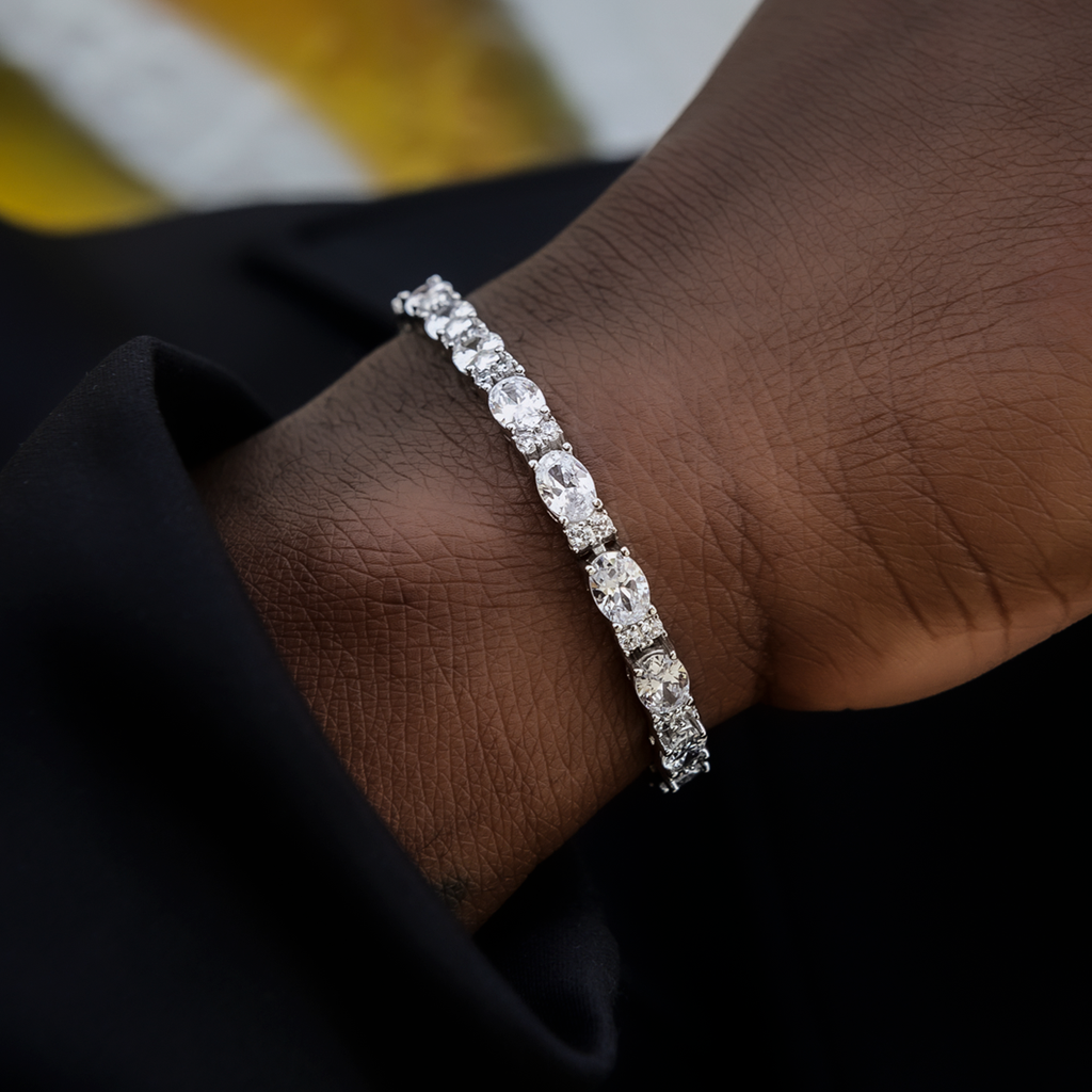 GLD Men Diamond Mixed Oval Cut Tennis Bracelet- 5mm