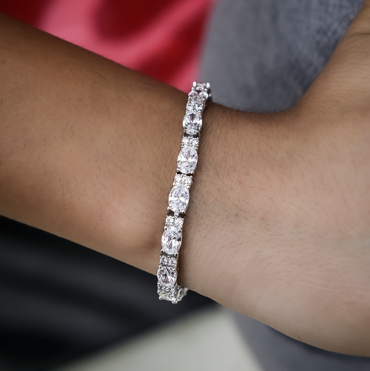 GLD PROMO - WOMEN Diamond Mixed Oval Cut Tennis Bracelet- 5mm