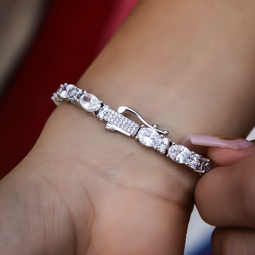 GLD PROMO - WOMEN Diamond Mixed Oval Cut Tennis Bracelet- 5mm