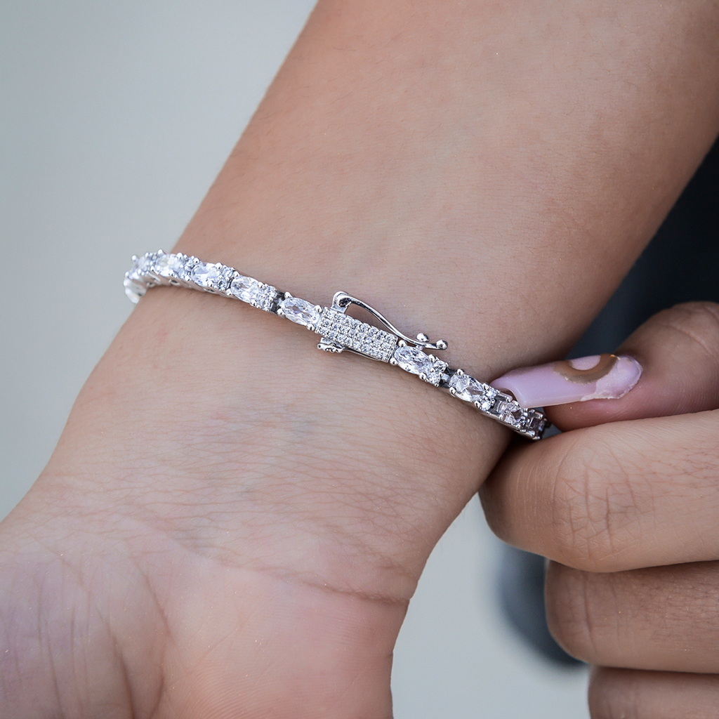 GLD PROMO - WOMEN Diamond Mixed Oval Cut Tennis Bracelet- 3mm