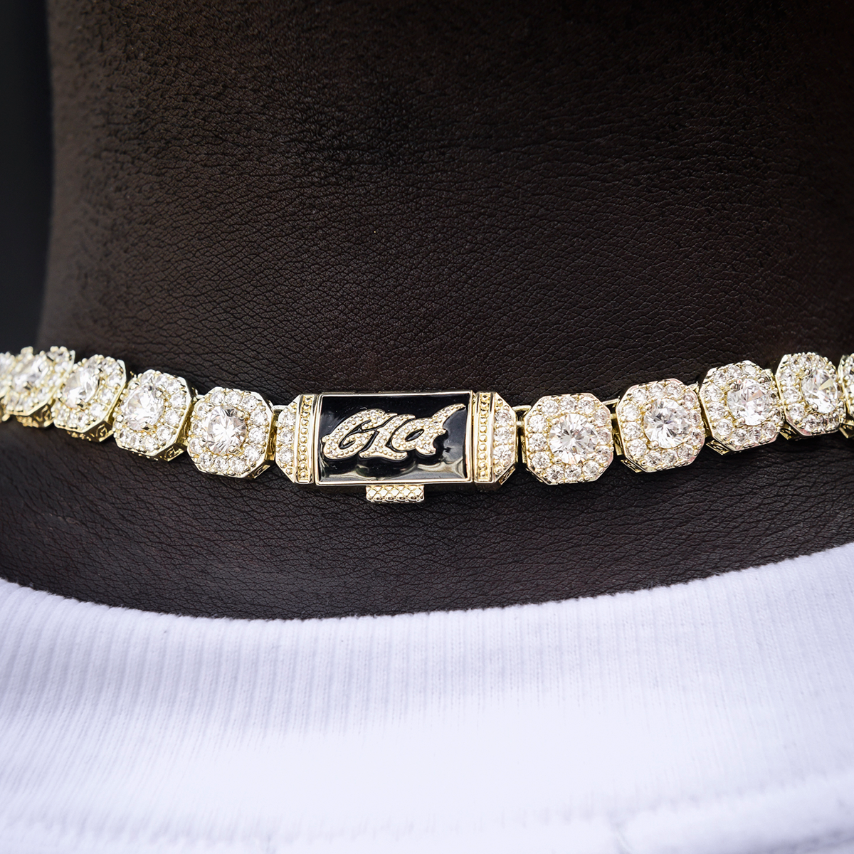 GLD Men Clustered Tennis Chain in Yellow Gold- 12mm