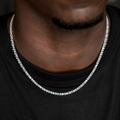 GLD Men Diamond Mixed Oval Cut Tennis Chain in White Gold - 3mm