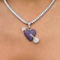 GLD Women Purple Heart Pendant in White Gold