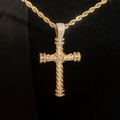 GLD Men Diamond Rope Cross Pendant in Yellow Gold