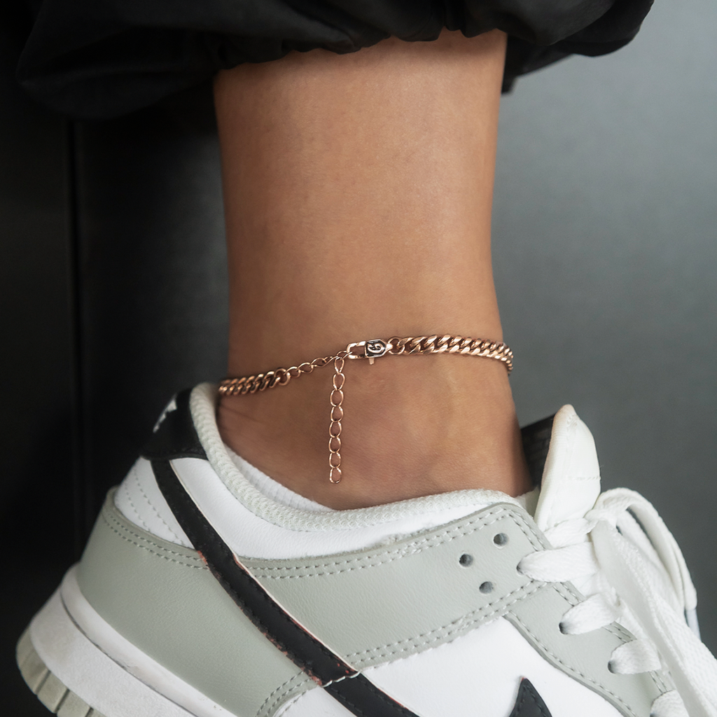 GLD PROMO SETS - WOMEN Cuban Link Anklet in Rose Gold- 5mm
