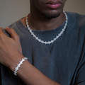 GLD Men Cloister Link Chain + Bracelet Bundle in White Gold