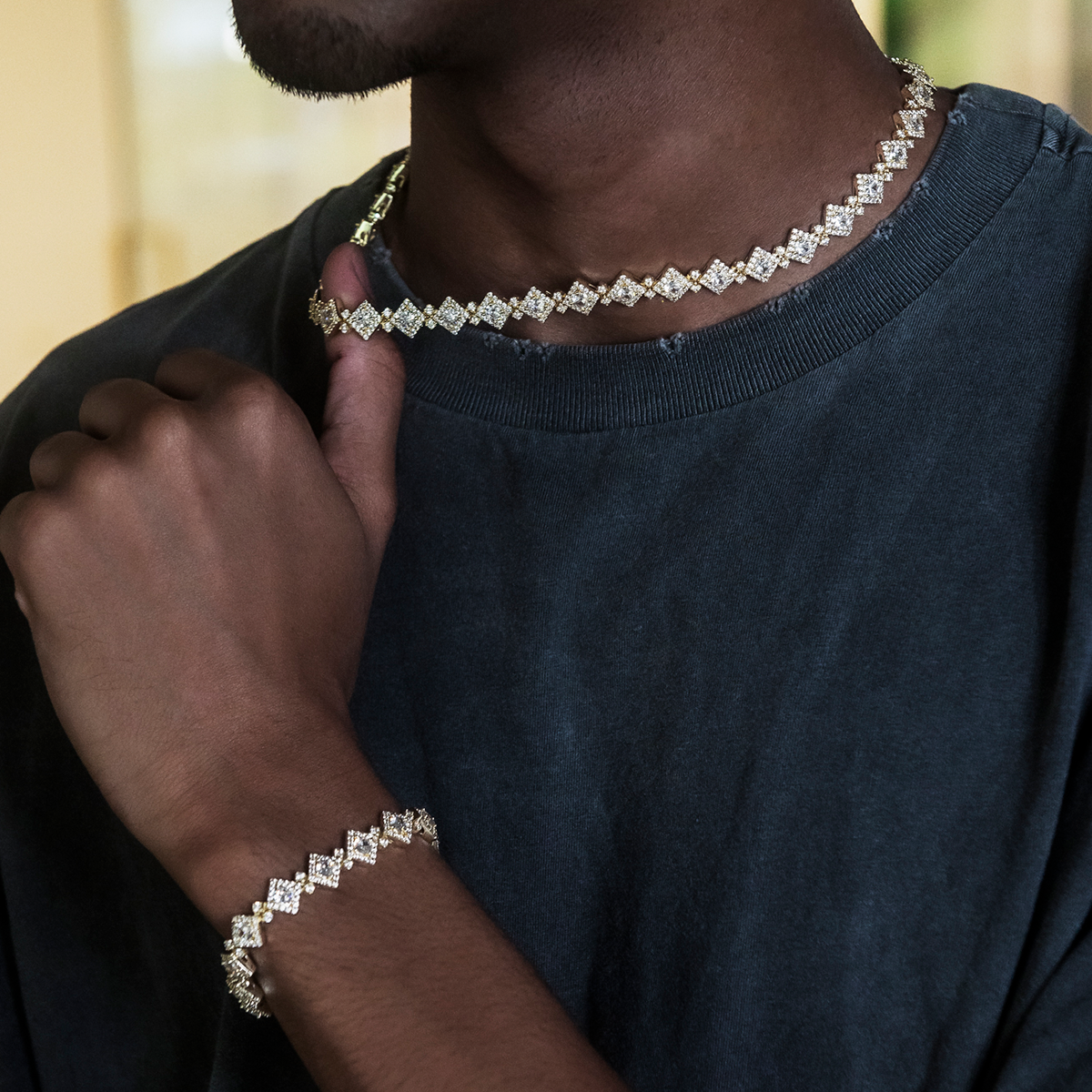 GLD Men Cloister Link Chain + Bracelet Bundle in Yellow Gold