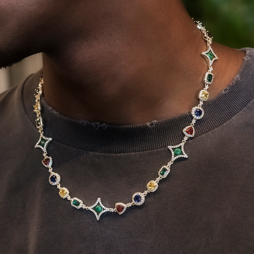 GLD PROMO Colored Gemstone Chain in Yellow Gold - 17mm