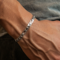 GLD Men Figaro Bracelet in White Gold- 6mm